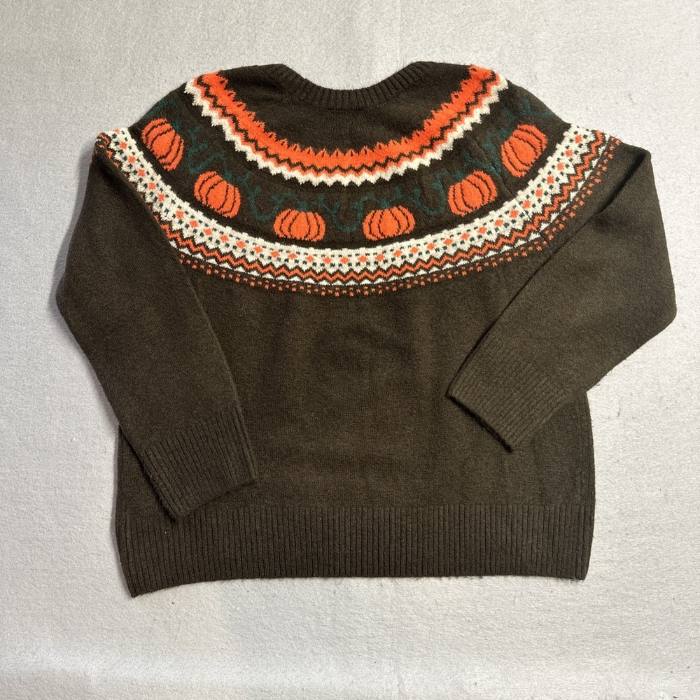 Vince Camuto Pumpkin Fall Fair Isle Crewneck Sweater Brown Size Medium Cottage - Picture 7 of 7